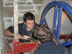 James and Matthew refitting the fourth clapper